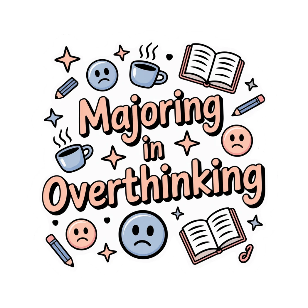 Majoring in Overthinking Cute Study Humor Sticker