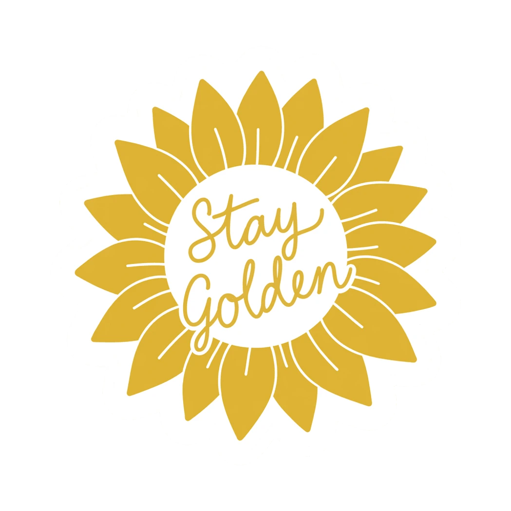 Stay Golden Sunflower Script Sticker