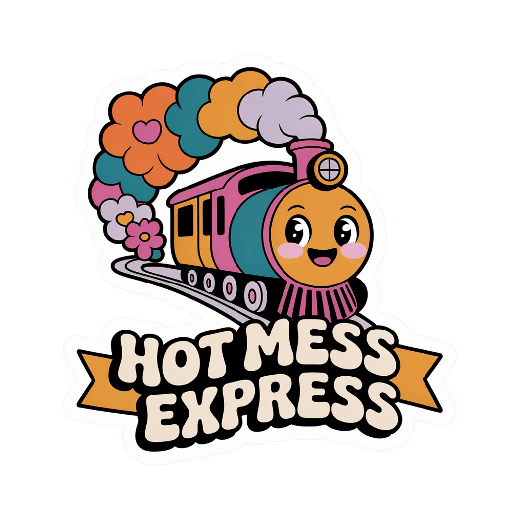 Hot Mess Express Retro Train Vinyl Sticker