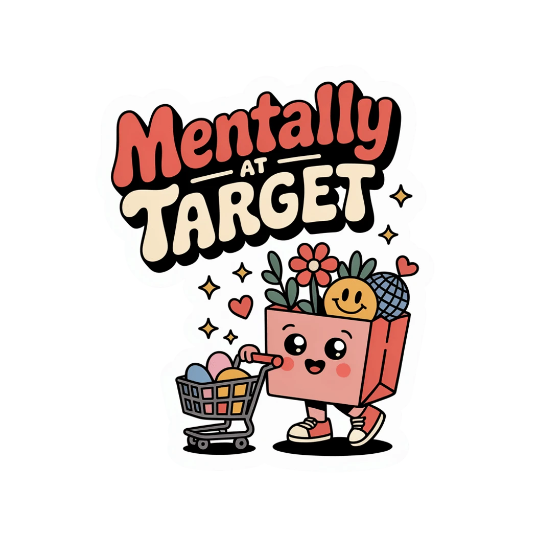 Mentally at Target Groovy Shopping Bag Vinyl Sticker
