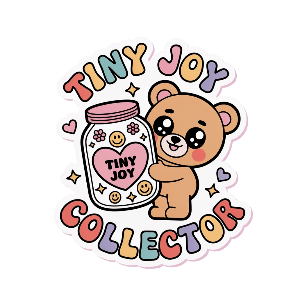 Tiny Joy Collector Bear Retro Kawaii Vinyl Sticker