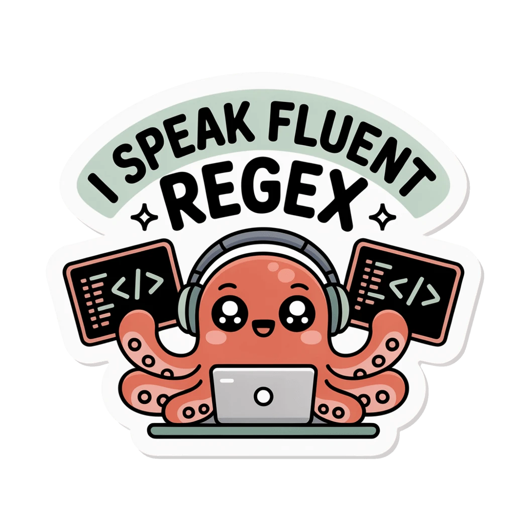 Cute Fluent Regex Octopus Coding Vinyl Sticker