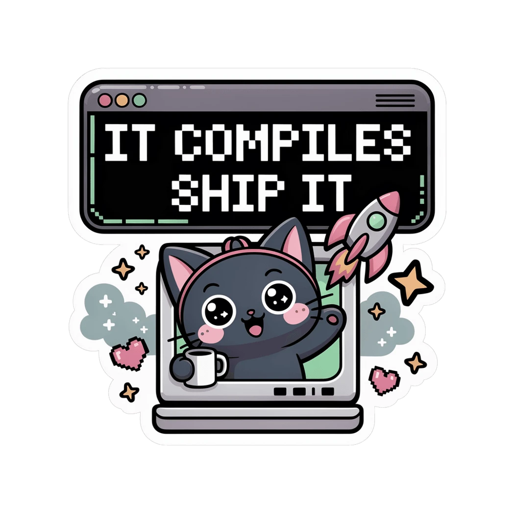 It Compiles Ship It Cat Coder Vinyl Sticker