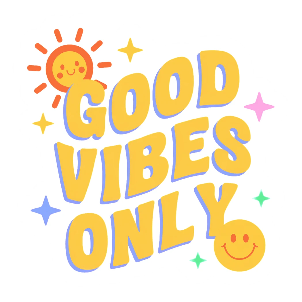 Good Vibes Only Smiley Sun Retro Sticker