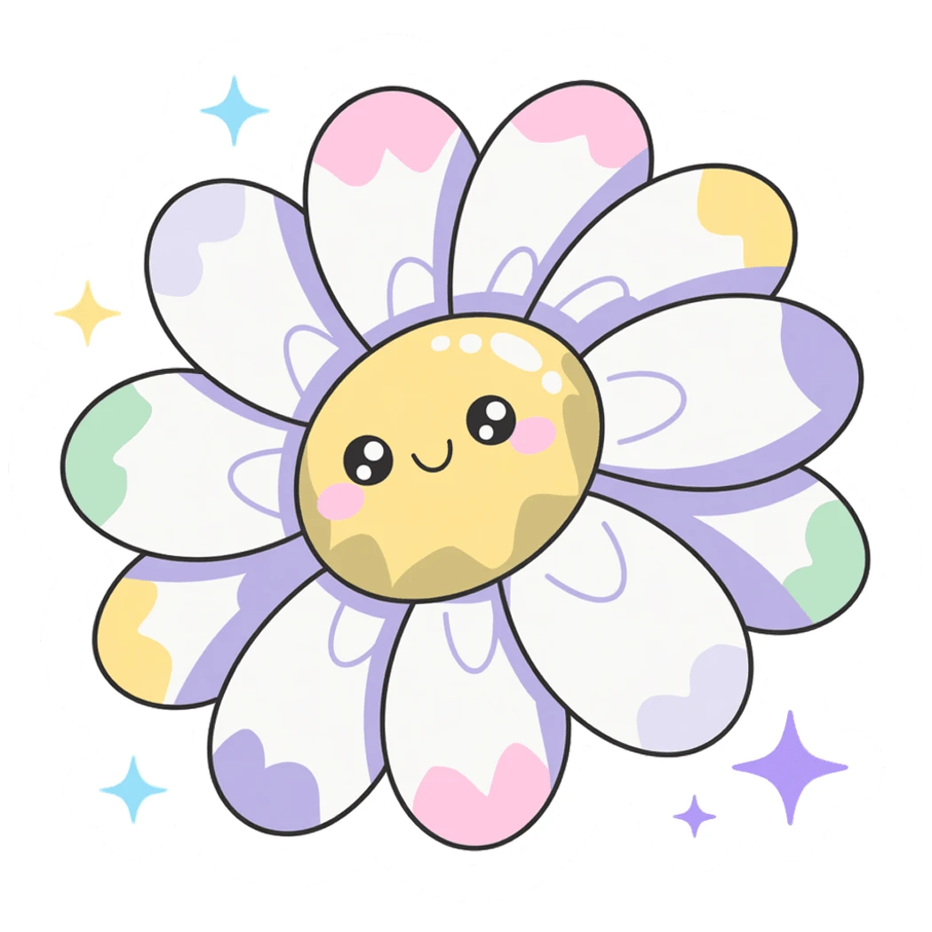 Kawaii Smiling Daisy Flower Vinyl Sticker