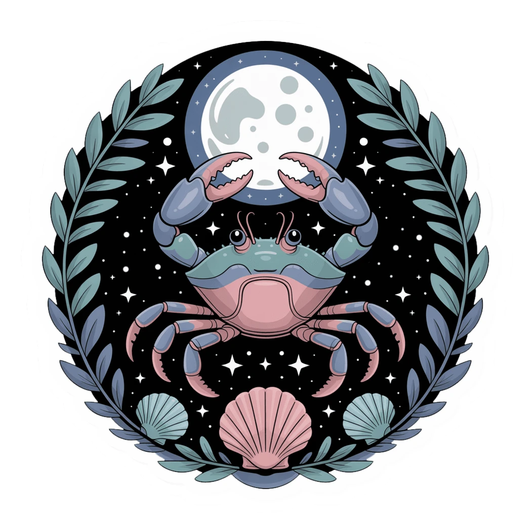 Mystical Moonlit Crab Vinyl Sticker