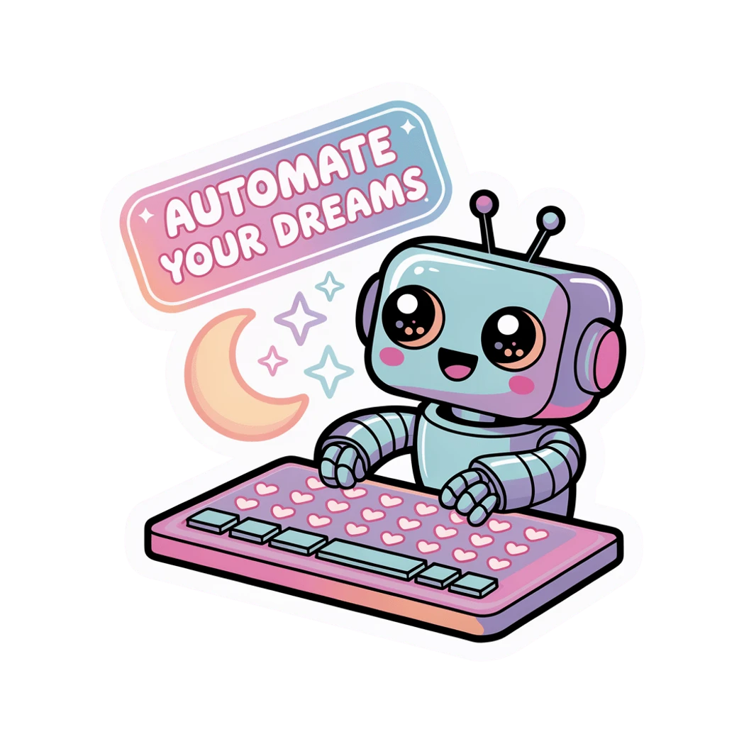 Cute Robot Automate Your Dreams Pastel Keyboard Sticker