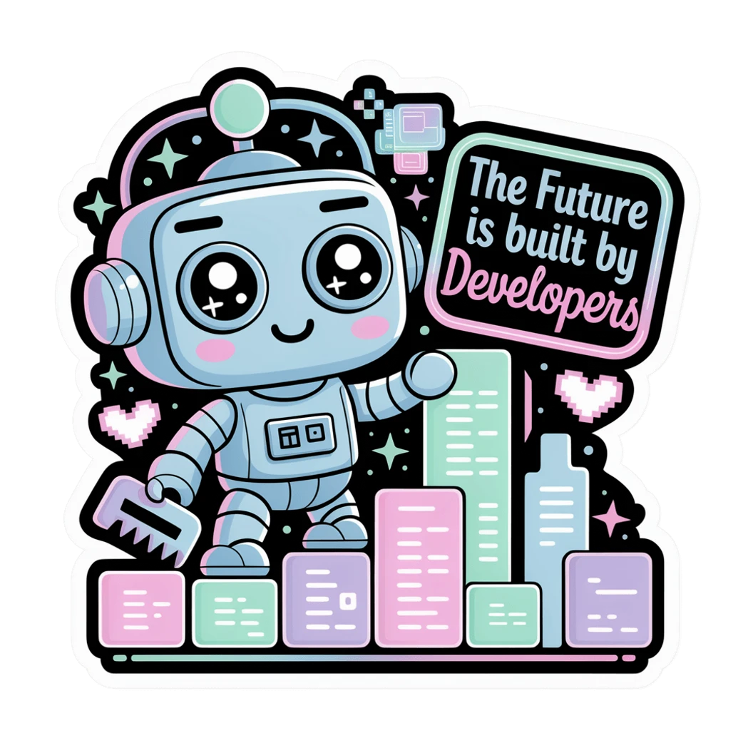 Cute Developer Robot Future Quote Vinyl Sticker