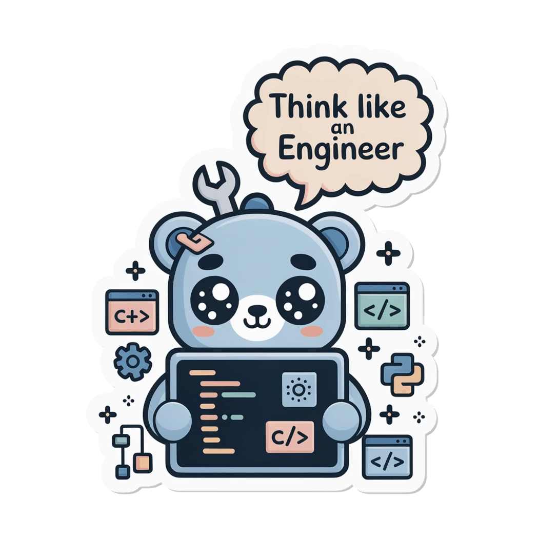 Cute Engineer Bear Coding Vinyl Sticker