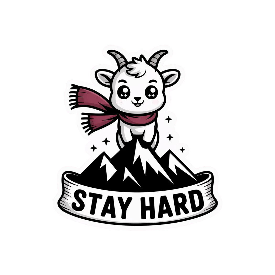 Cute Mountain Goat Stay Hard Motivational Sticker