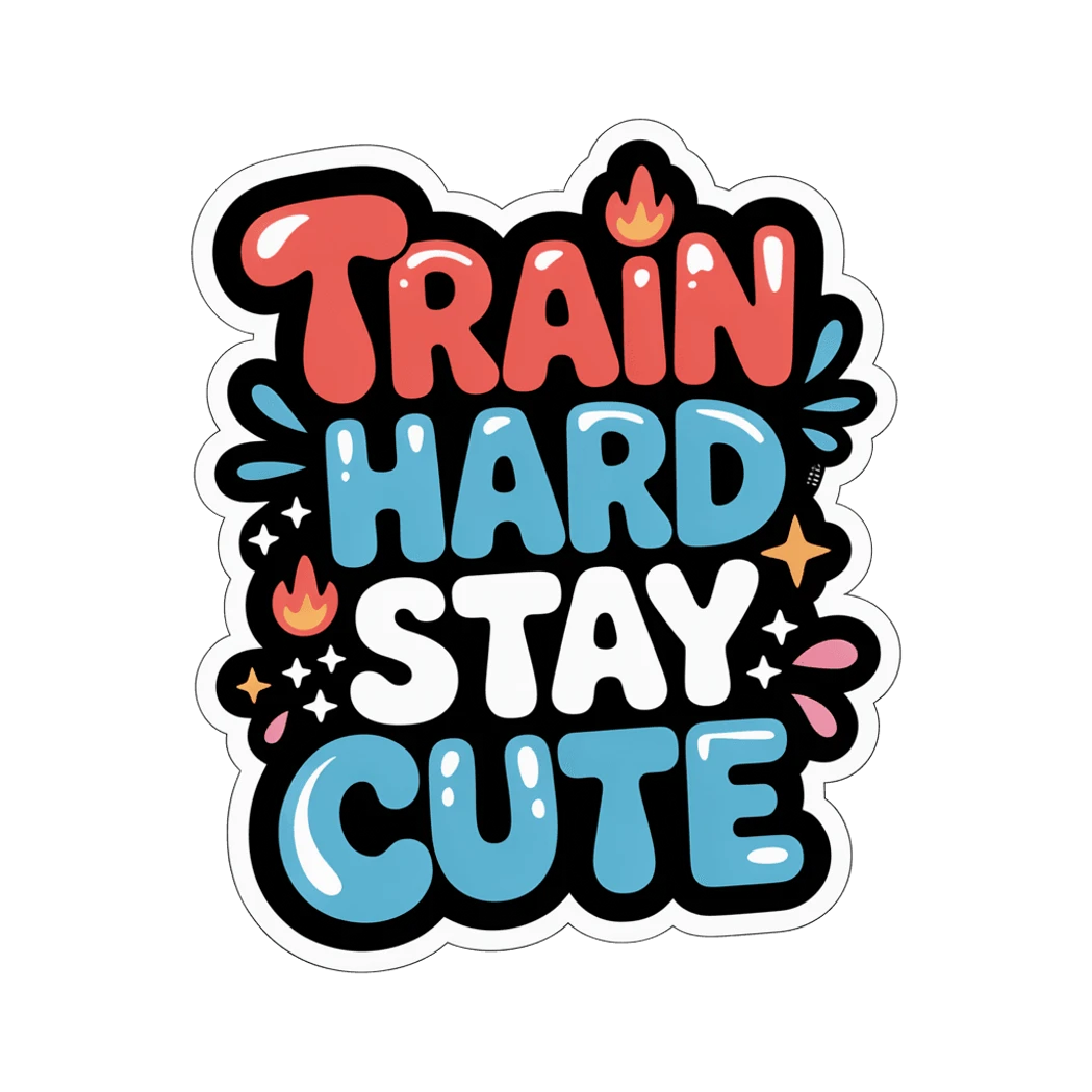 Train Hard Stay Cute Motivational Gym Sticker
