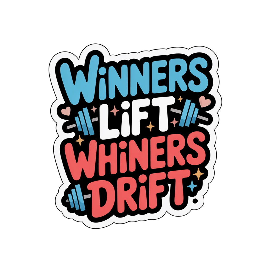 Motivational Gym Quote Winners Lift Whiners Drift Sticker
