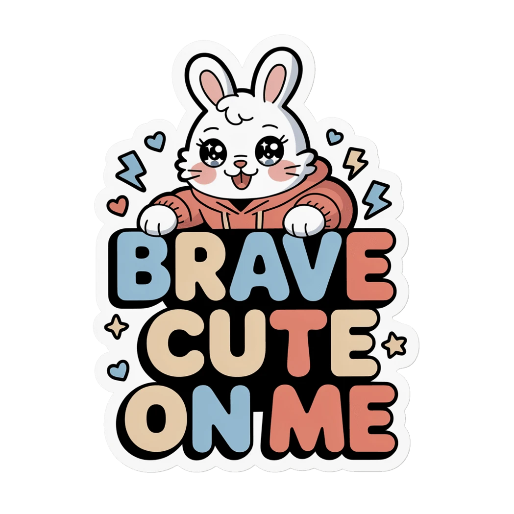 Cute Brave Bunny Quote Vinyl Sticker
