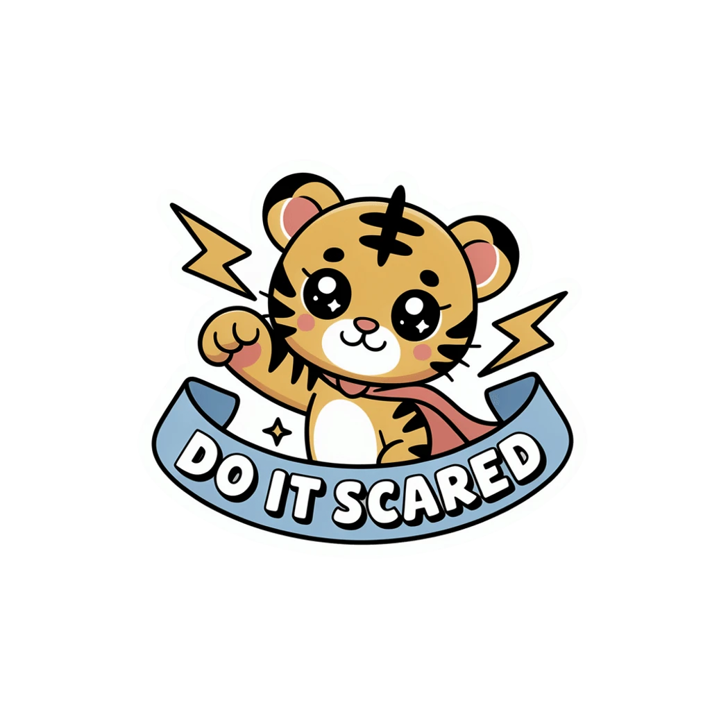 Cute Motivational Tiger Do It Scared Vinyl Sticker
