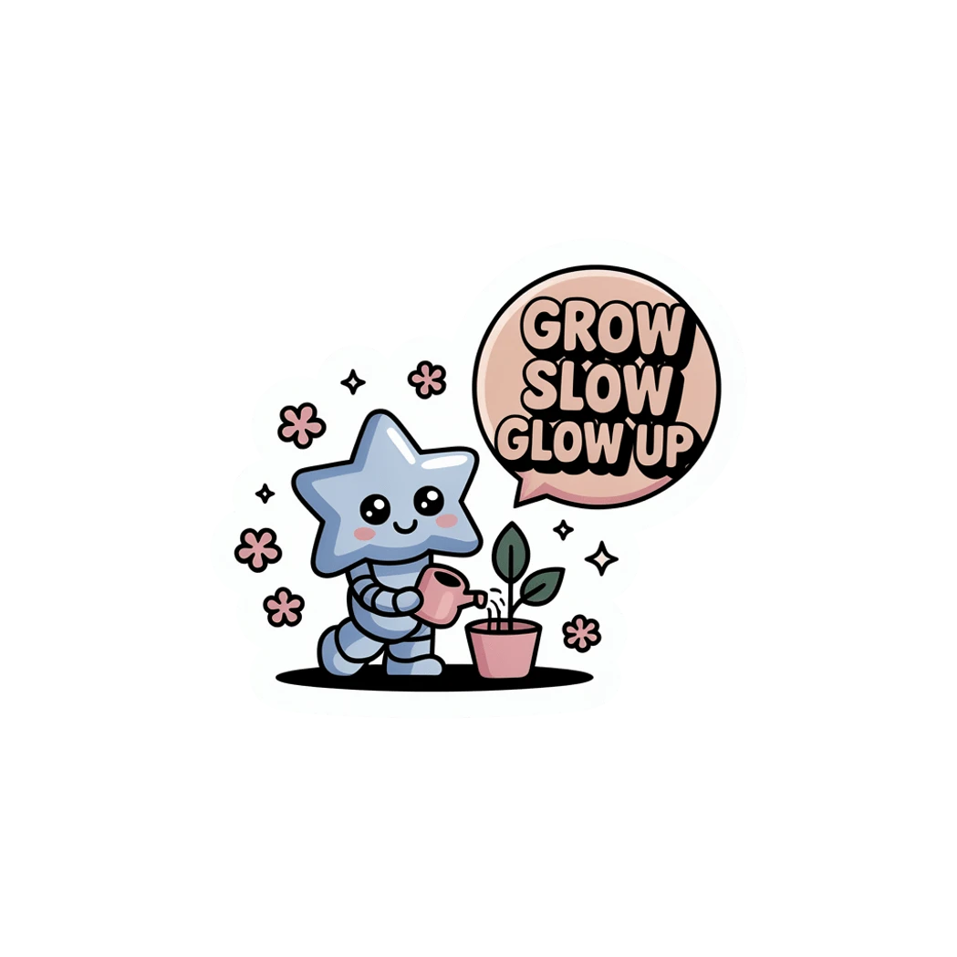 Cute Grow Slow Glow Up Star Plant Sticker