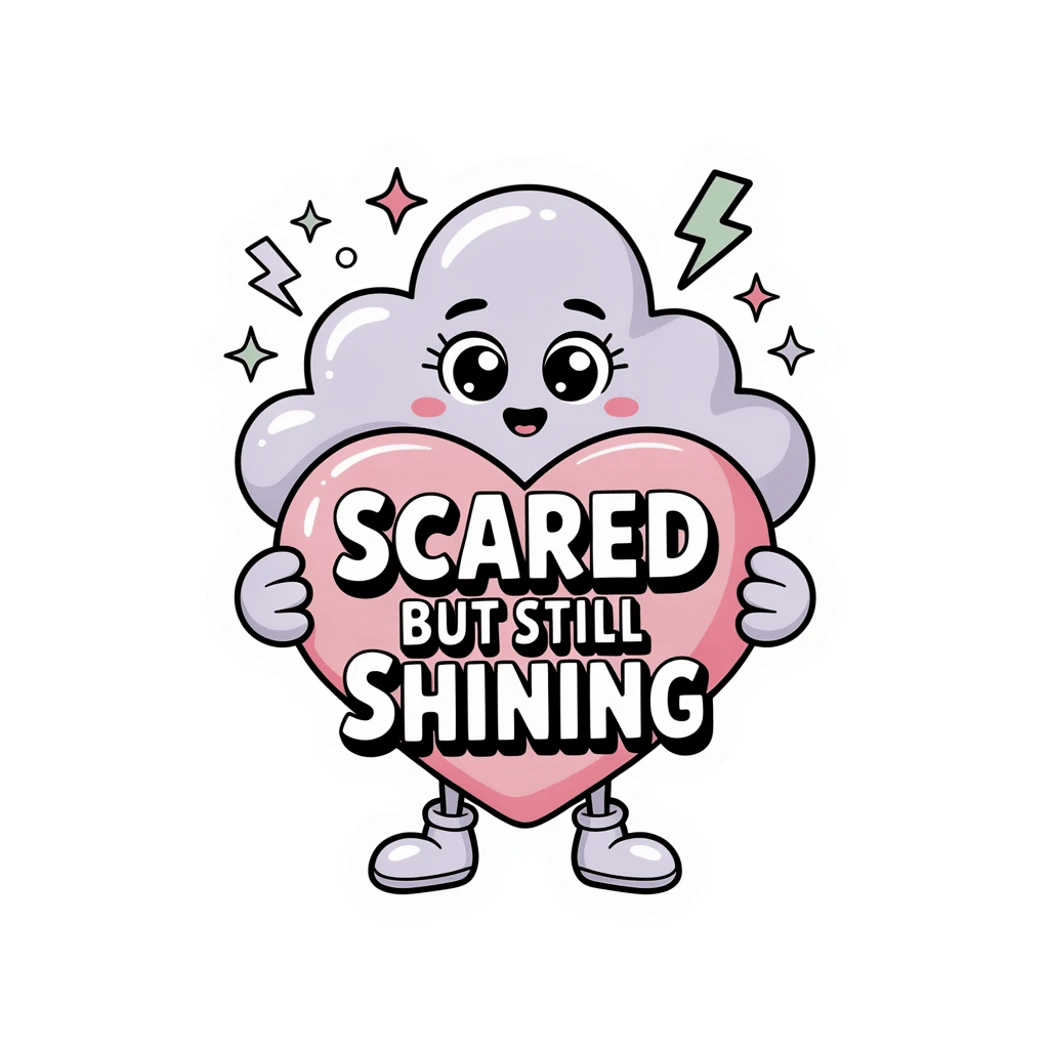 Cute Scared But Still Shining Cloud Heart Sticker