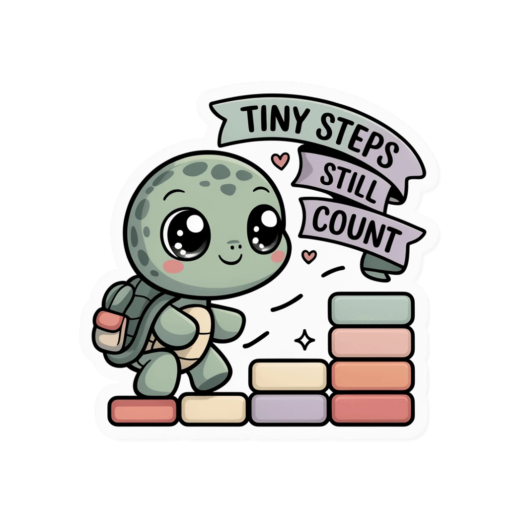 Cute Motivational Turtle Tiny Steps Still Count Sticker