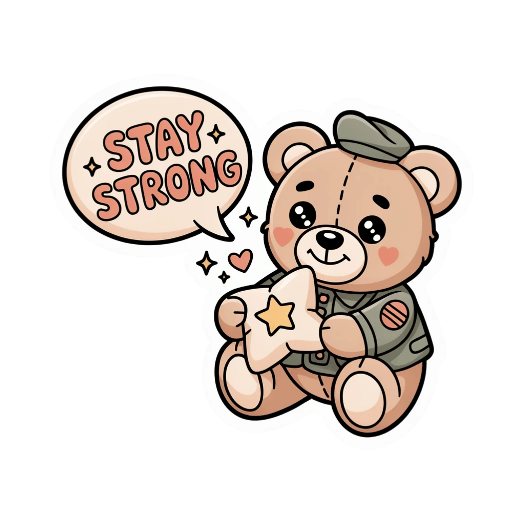 Cute Stay Strong Teddy Bear Motivational Vinyl Sticker