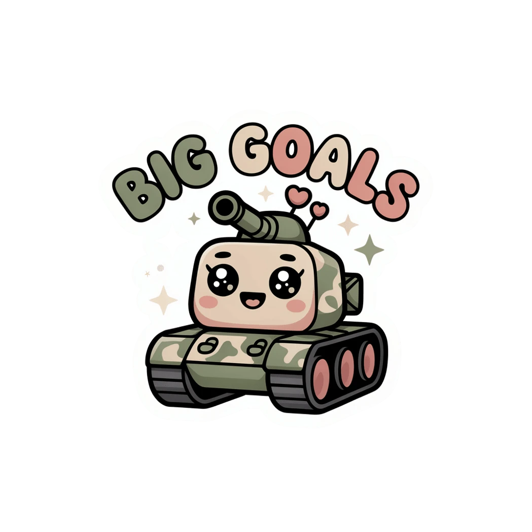 Cute Kawaii Big Goals Tank Vinyl Sticker