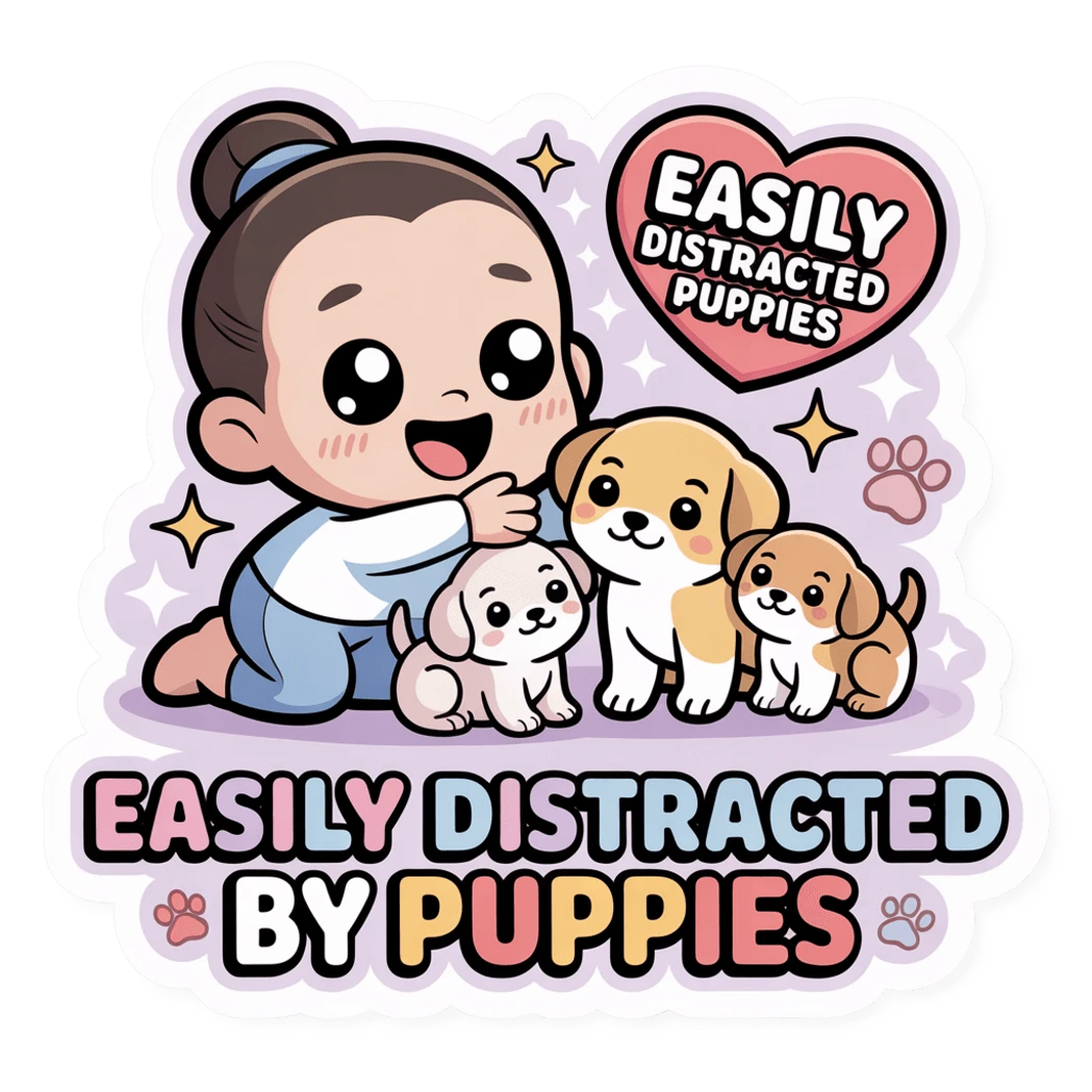 Easily Distracted by Puppies Cute Kawaii Sticker
