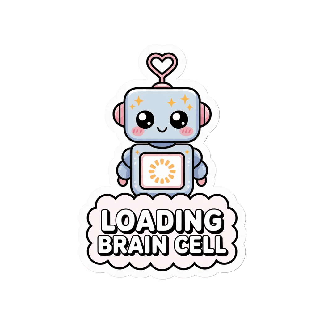 Cute Loading Brain Cell Robot Vinyl Sticker