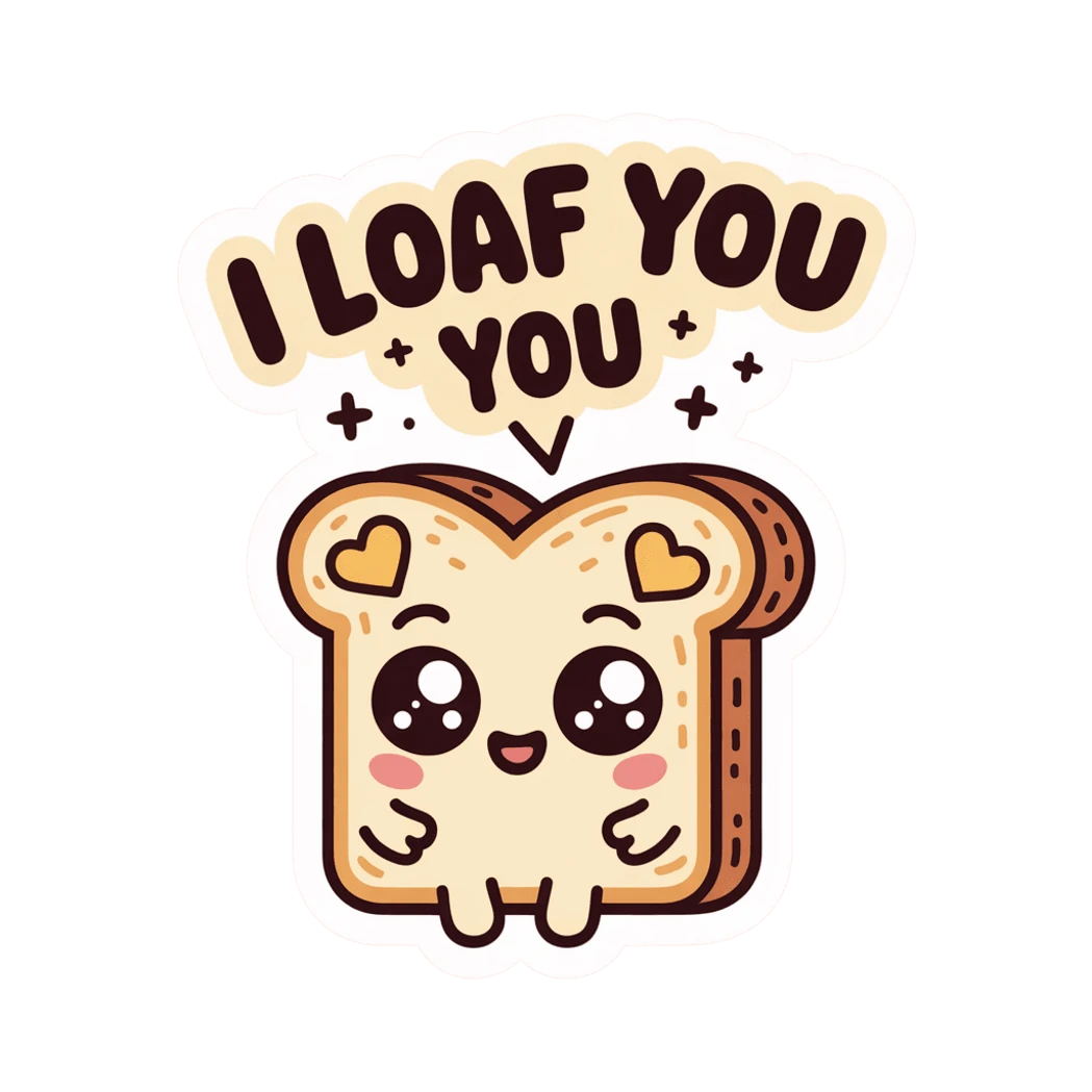 Cute Kawaii Toast I Loaf You Vinyl Sticker