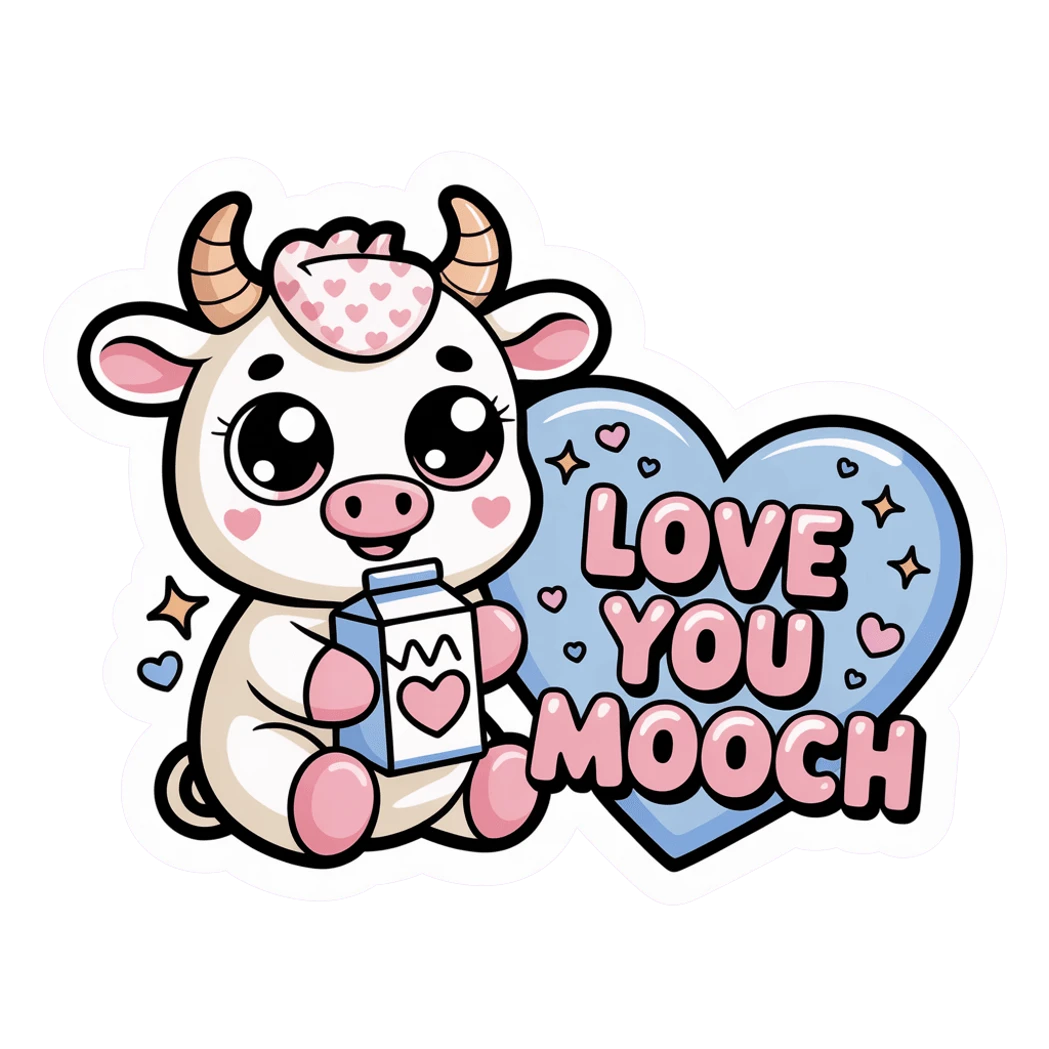 Cute Love You Mooch Cow Vinyl Sticker