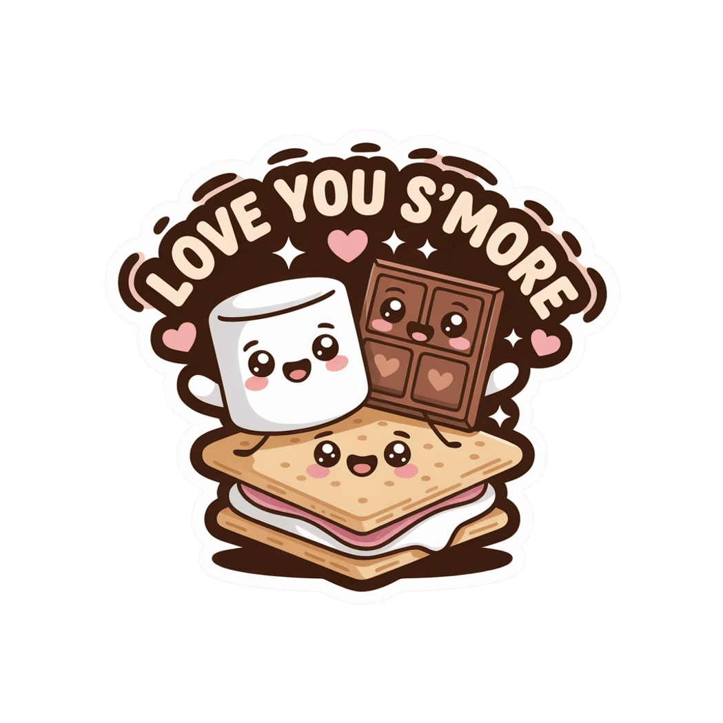 Cute Love You Smore Kawaii Dessert Vinyl Sticker