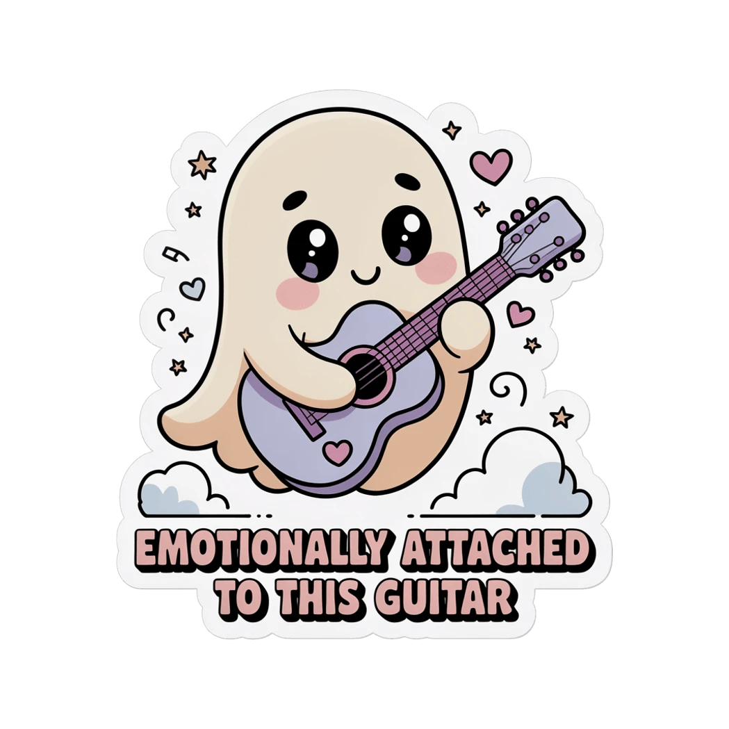 Cute Ghost Playing Guitar Emotional Quote Sticker