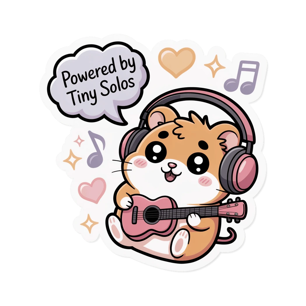 Cute Hamster Playing Guitar Powered by Tiny Solos Sticker
