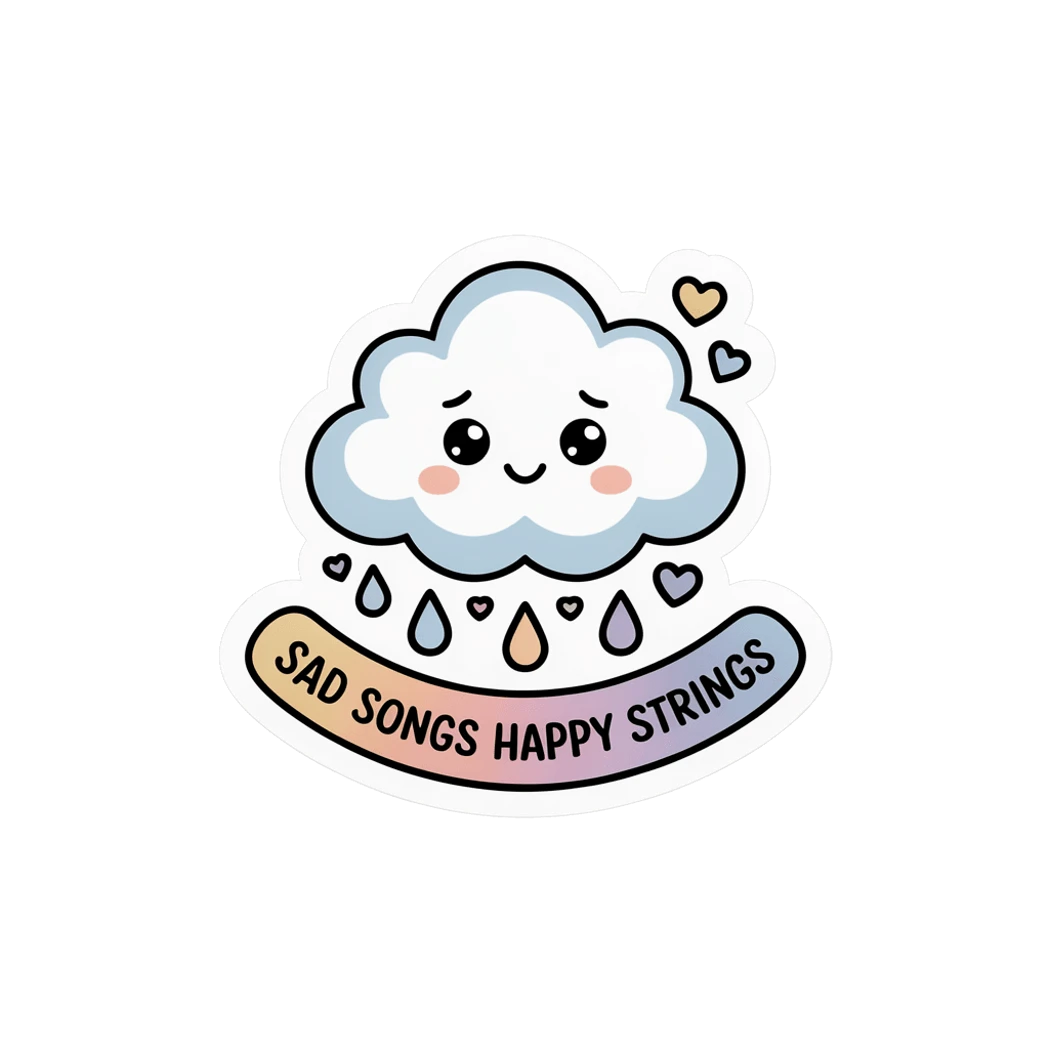 Cute Sad Songs Happy Strings Cloud Vinyl Sticker