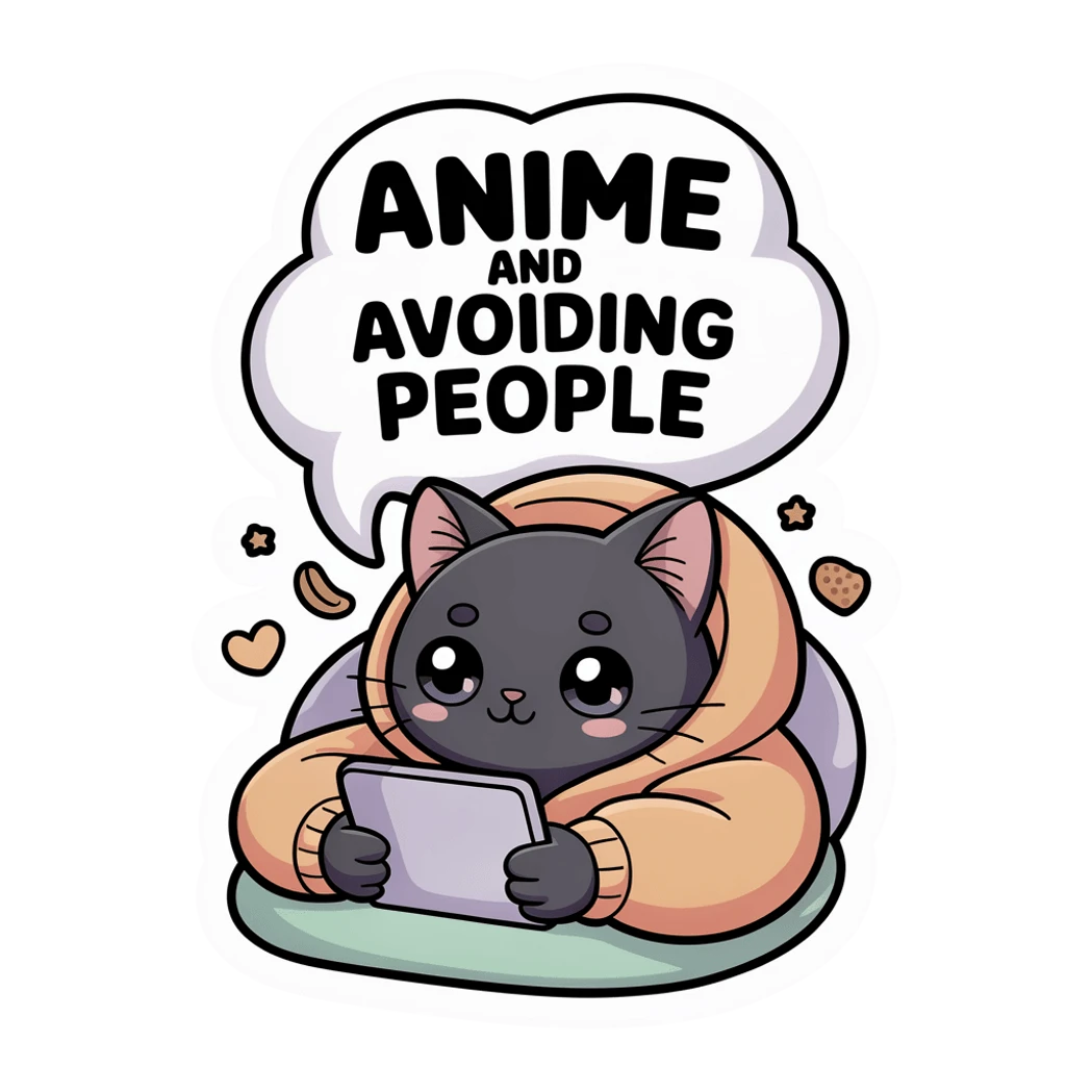 Anime And Avoiding People Cute Cat Vinyl Sticker
