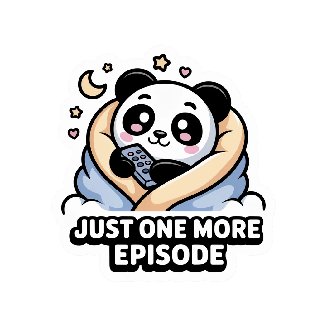 Cute Panda Just One More Episode Vinyl Sticker