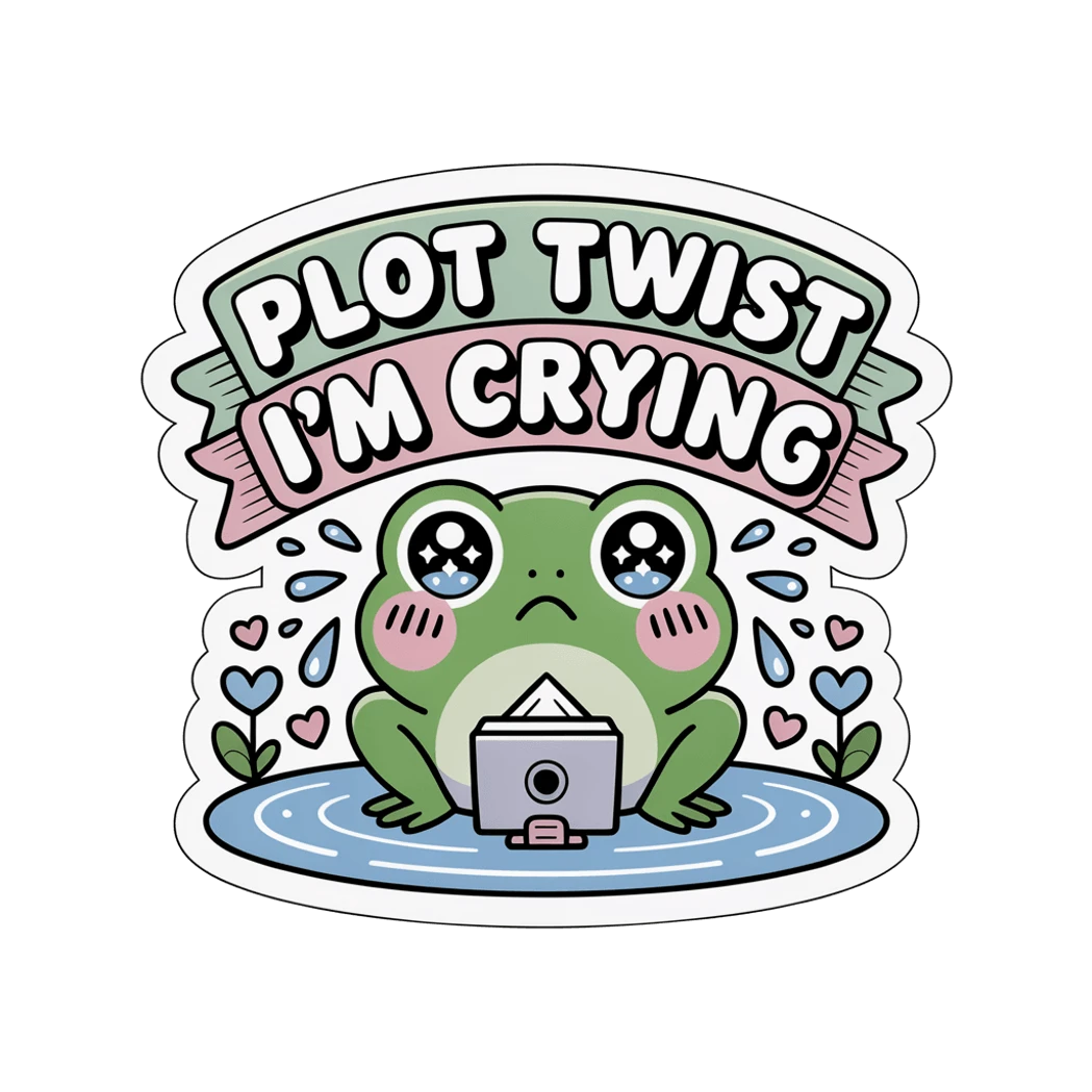 Cute Crying Frog Plot Twist Vinyl Sticker