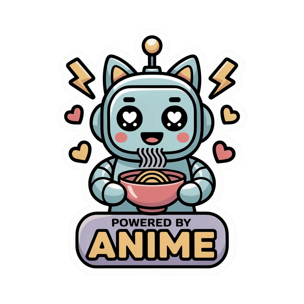 Cute Anime Robot Ramen Powered By Anime Sticker
