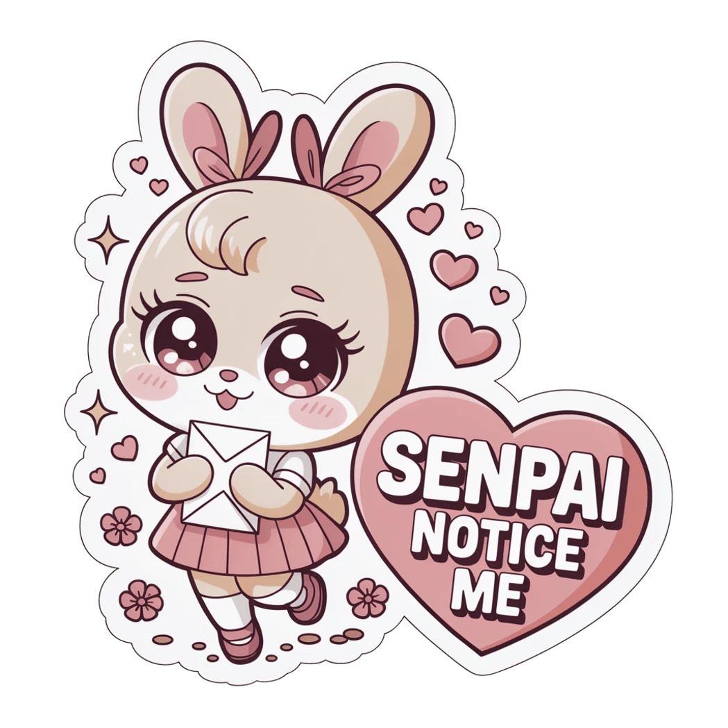 Kawaii Bunny Senpai Notice Me Vinyl Sticker