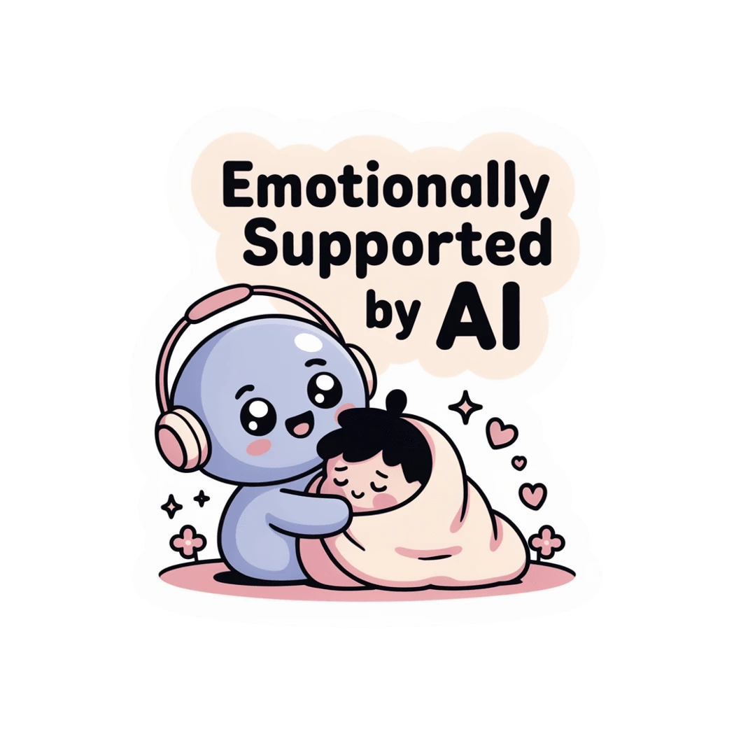 Emotionally Supported by AI Cute Robot Hug Sticker