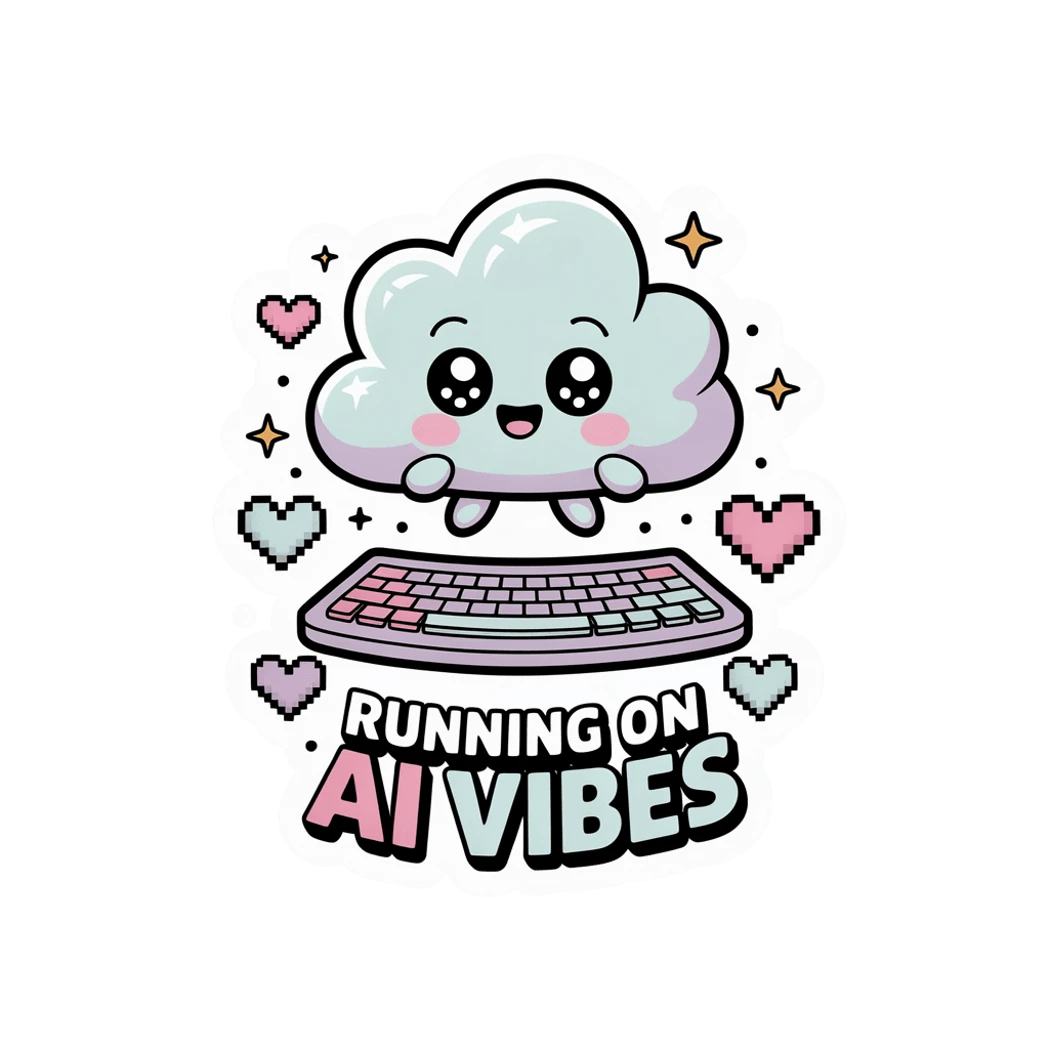 Cute Kawaii Cloud Running On AI Vibes Sticker