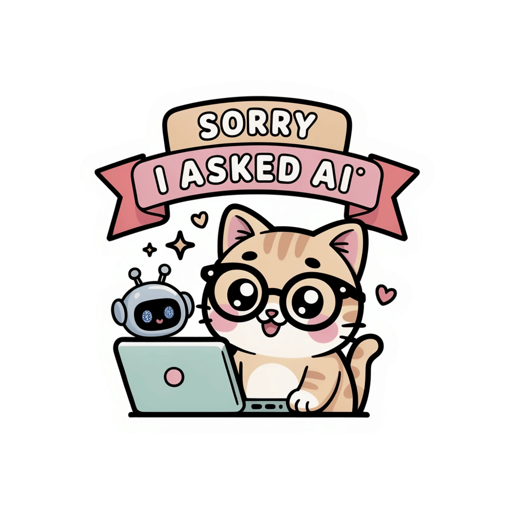 Cute Sorry I Asked AI Cat Laptop Vinyl Sticker