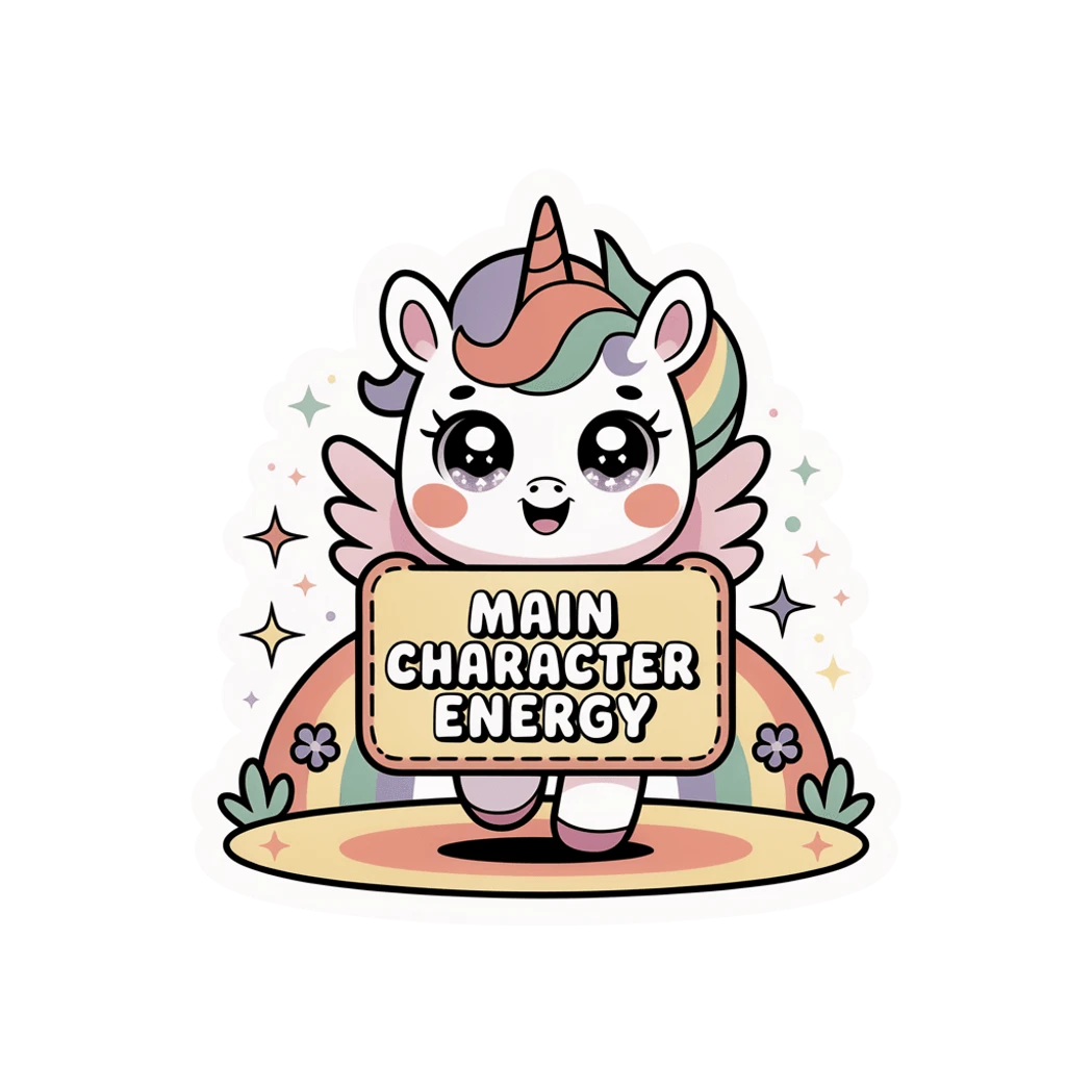 Cute Main Character Energy Unicorn Vinyl Sticker