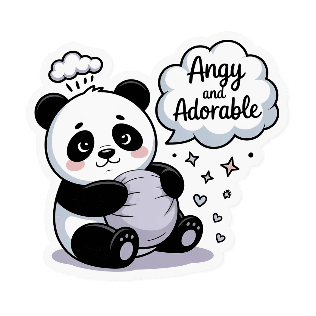 Angy and Adorable Panda Vinyl Sticker