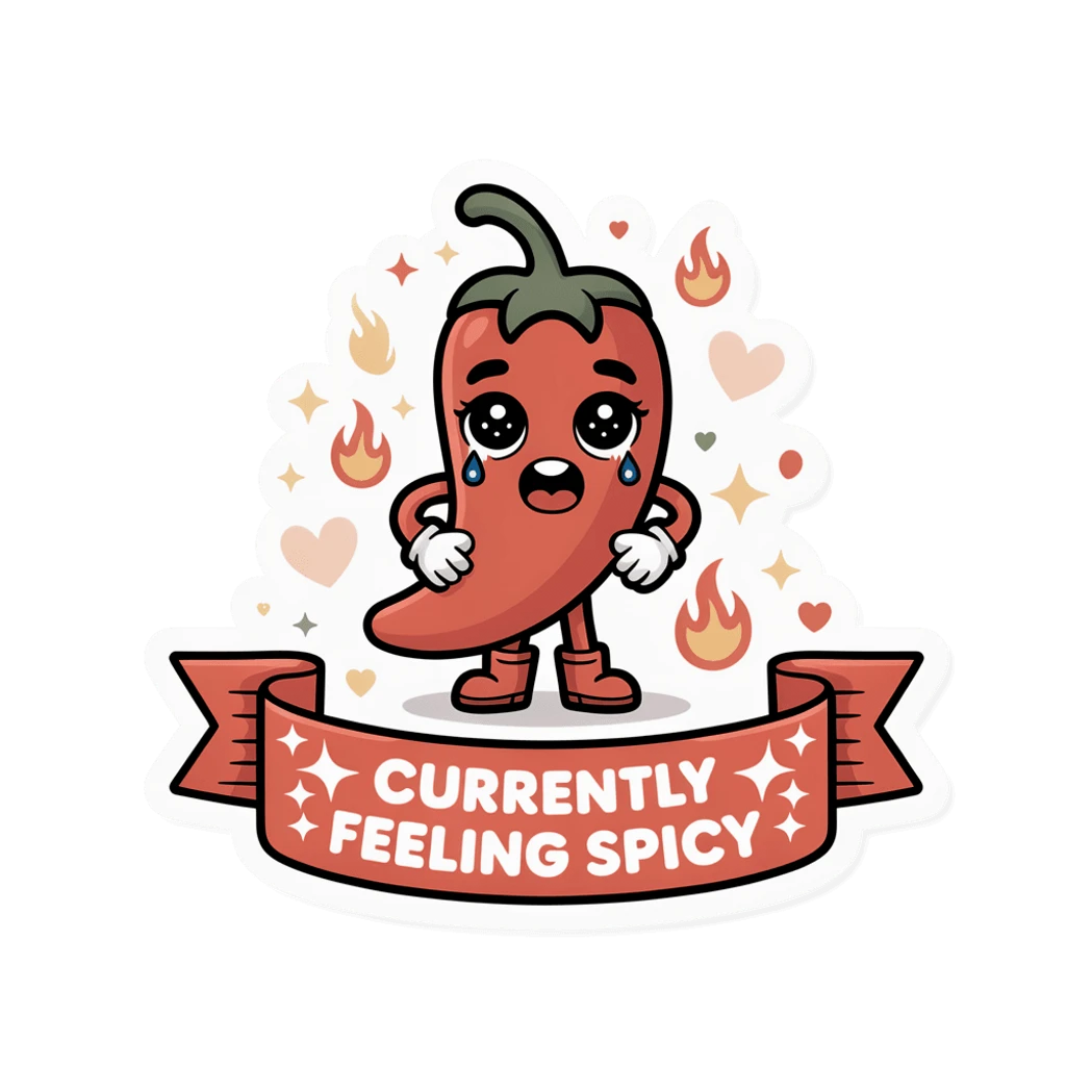 Cute Spicy Chili Pepper Currently Feeling Spicy Sticker