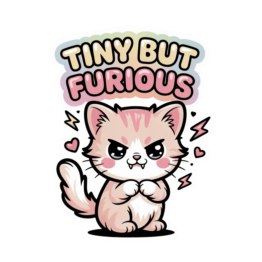 Tiny But Furious Cute Angry Cat Sticker