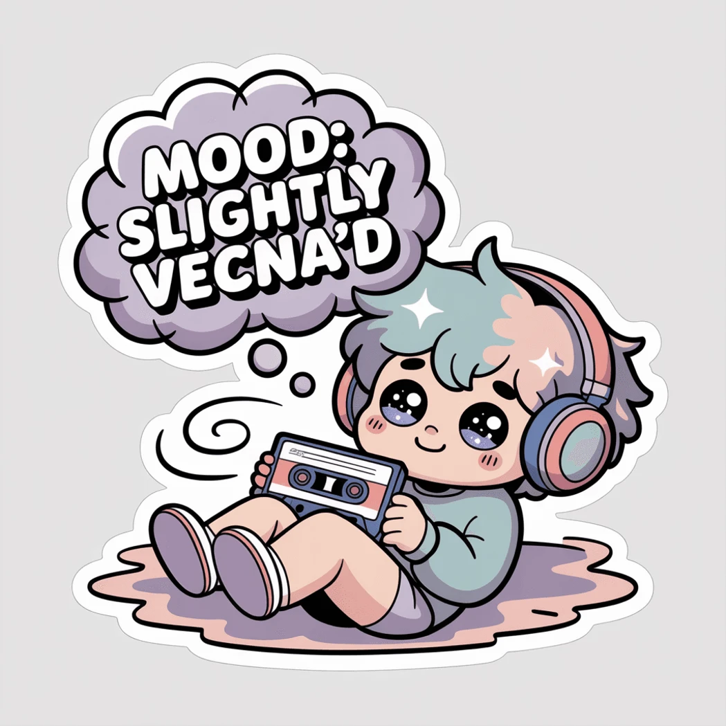 Cute Slightly Vecnad Mood Chibi Headphones Sticker