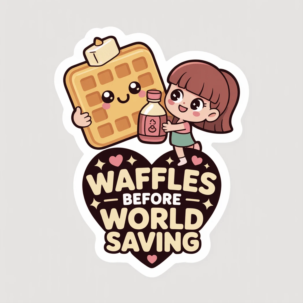 Cute Waffles Before World Saving Kawaii Vinyl Sticker