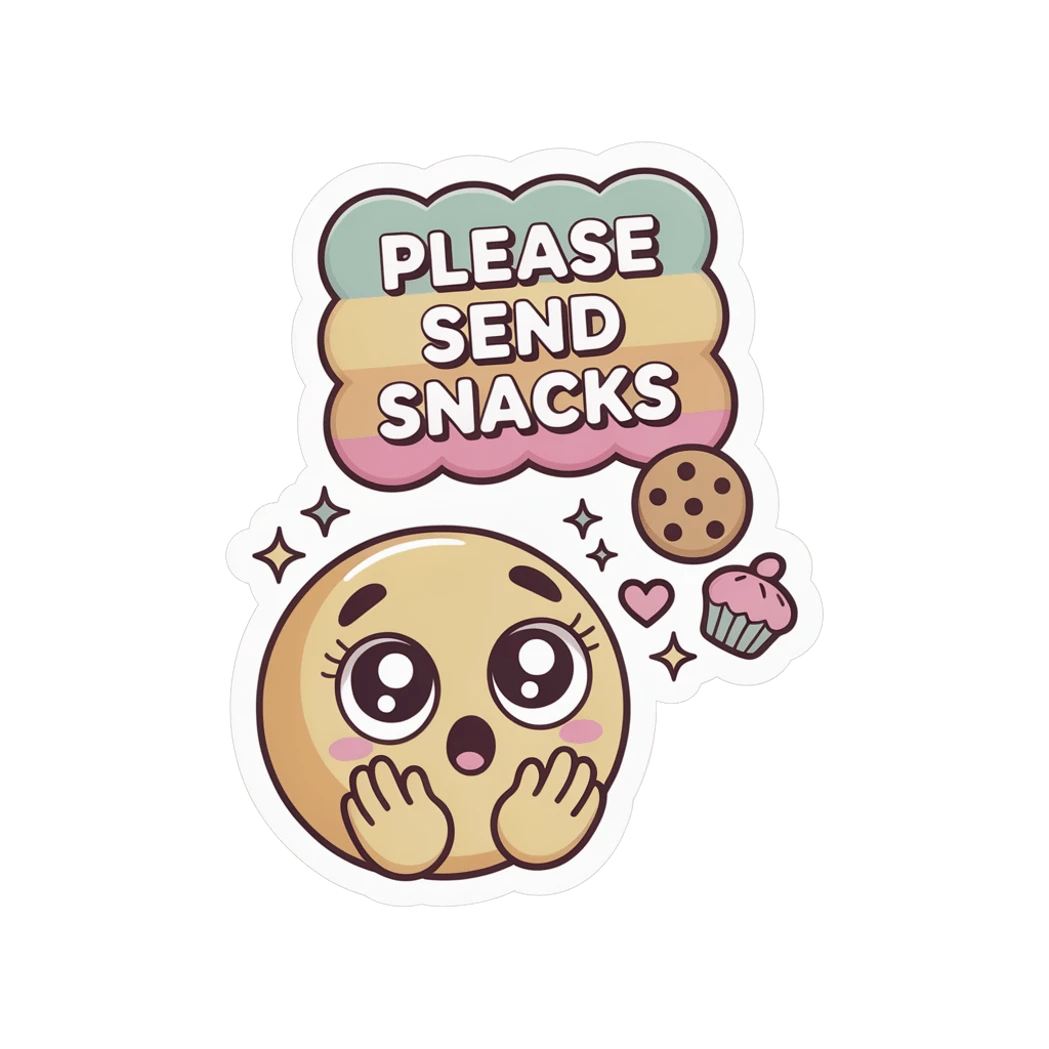 Please Send Snacks Cute Emoji Vinyl Sticker