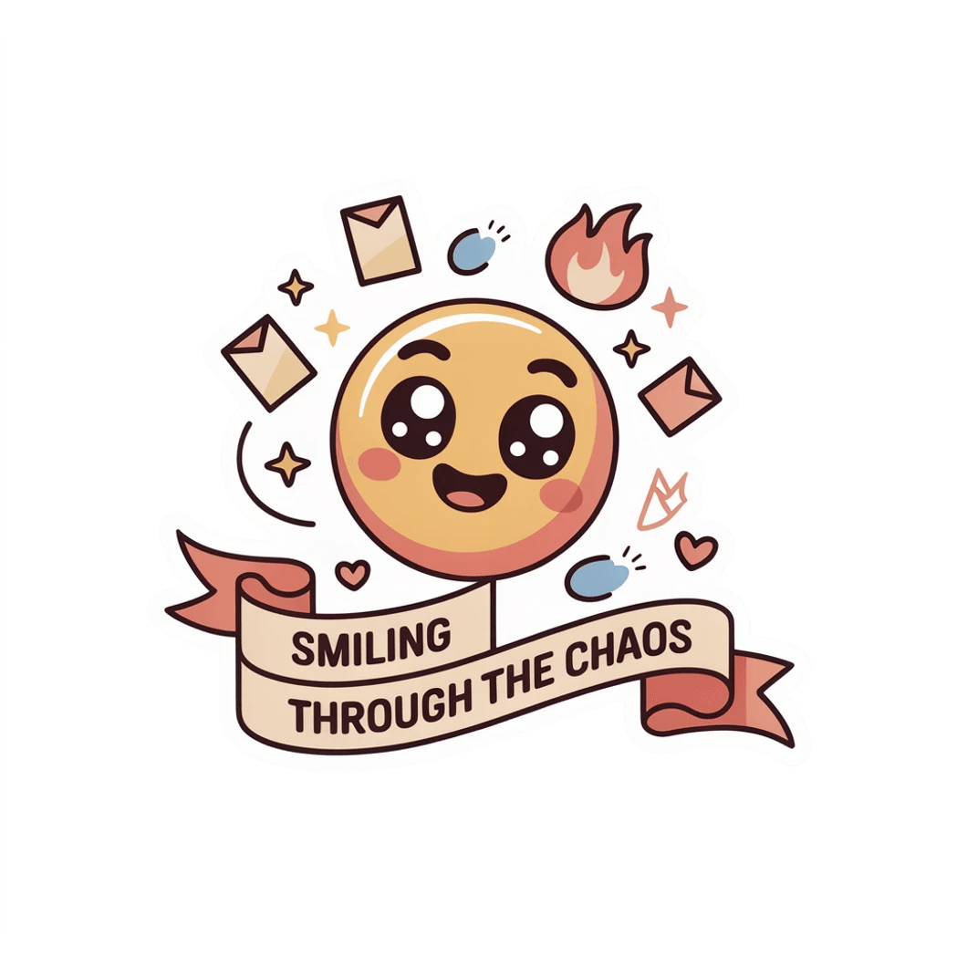 Cute Smiling Through the Chaos Quote Vinyl Sticker