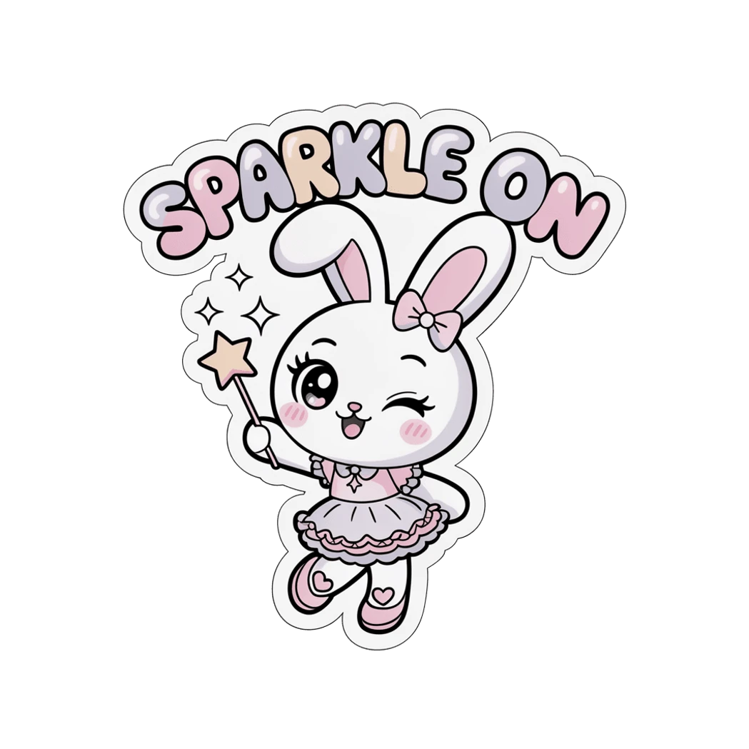 Kawaii Sparkle Bunny Idol Vinyl Sticker
