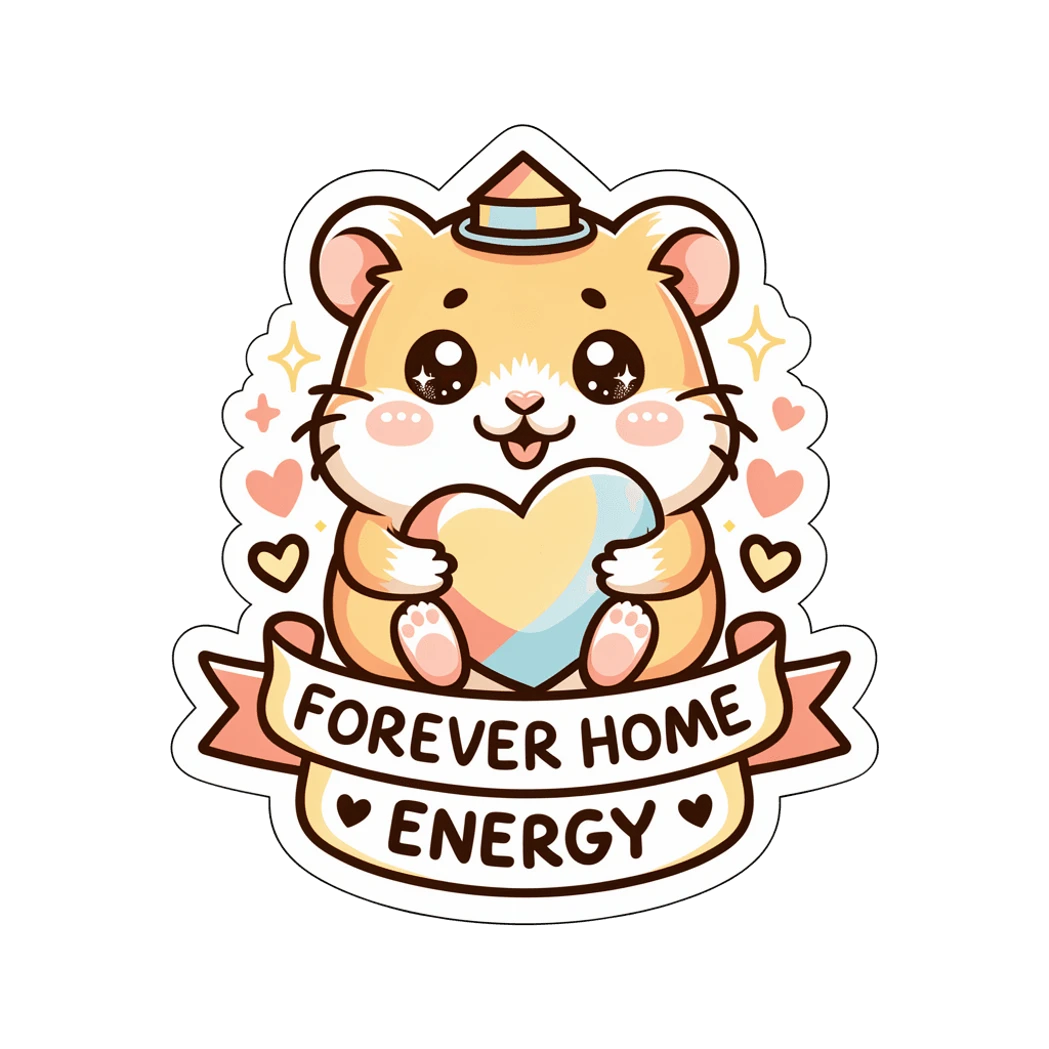 Cute Hamster Forever Home Energy Vinyl Sticker