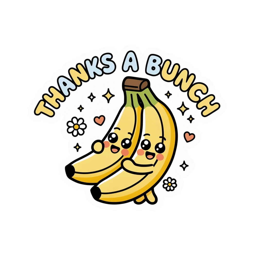 Cute Thanks A Bunch Banana Kawaii Vinyl Sticker